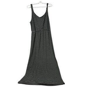 Sonoma Life+Style Striped Maxi Dress Sleeveless V-Neck Black & White XL